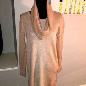 APT 9 Blush pink tunic sweater shimmer silver thread detachable infinity scarf